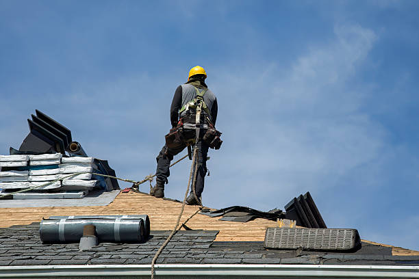 Professional Gutter Installation technician working in Hollis Center, ME